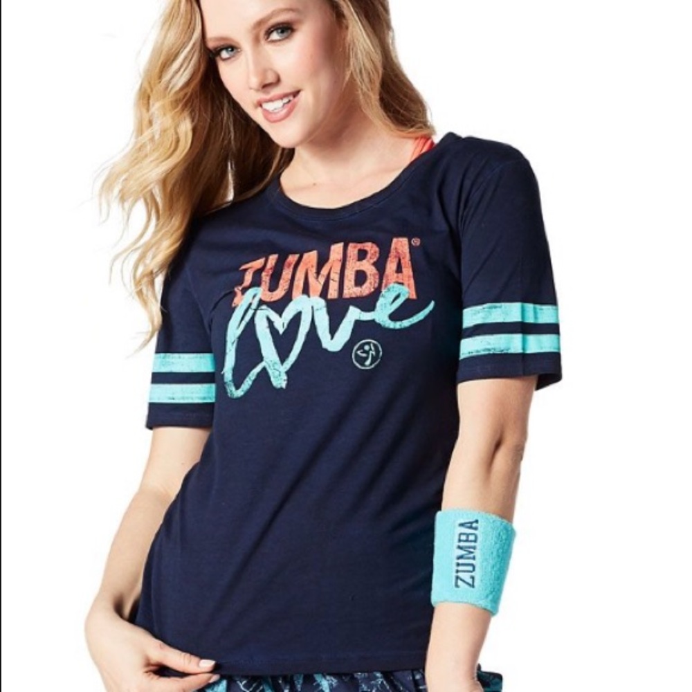 zumba love tee lets go indigo